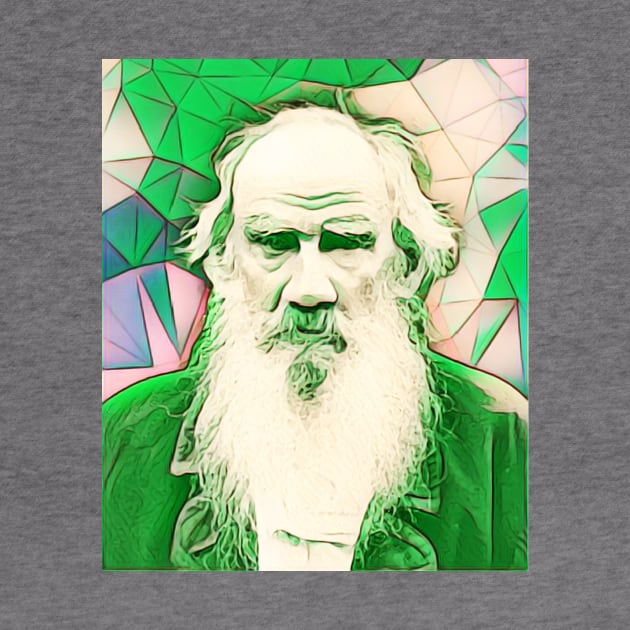 Leo Tolstoy Green Portrait | Leo Tolstoy Artwork 8 by JustLit